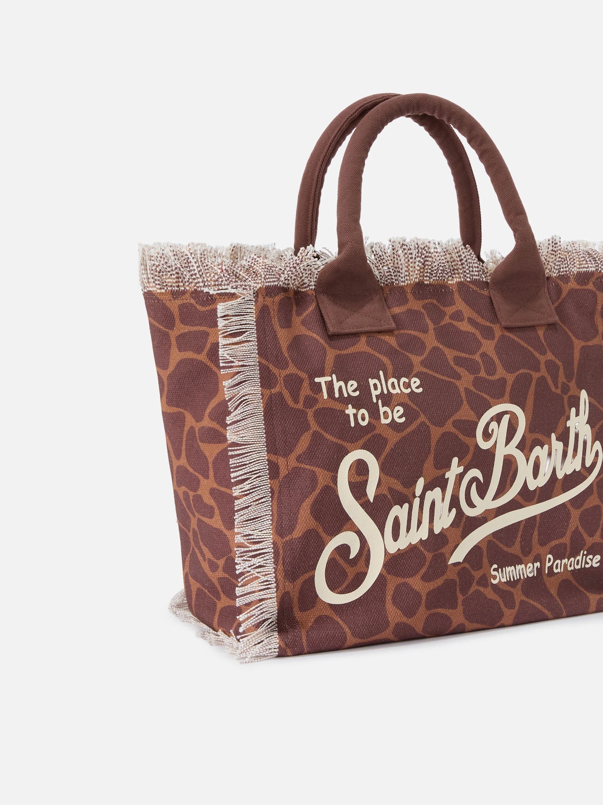 Borsa da mare in canvas macchiato scuro