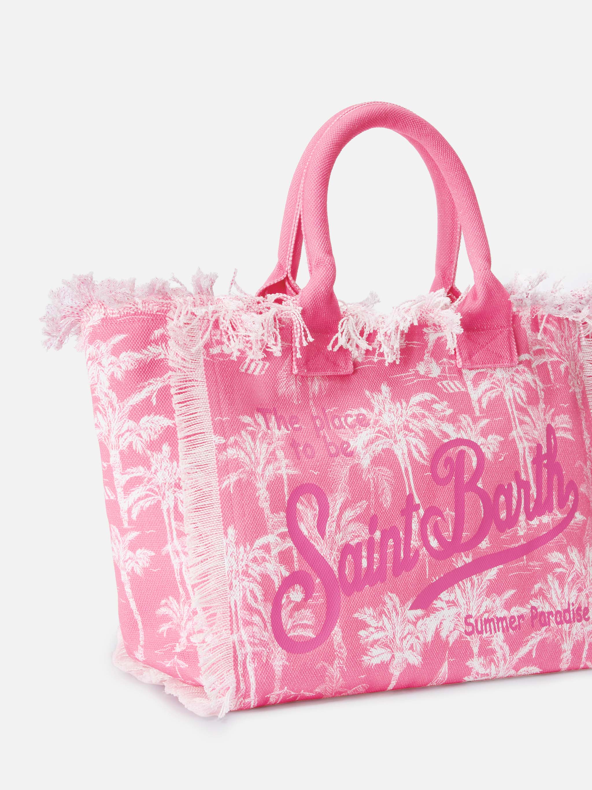 Borsa da mare in canvas rosa palms
