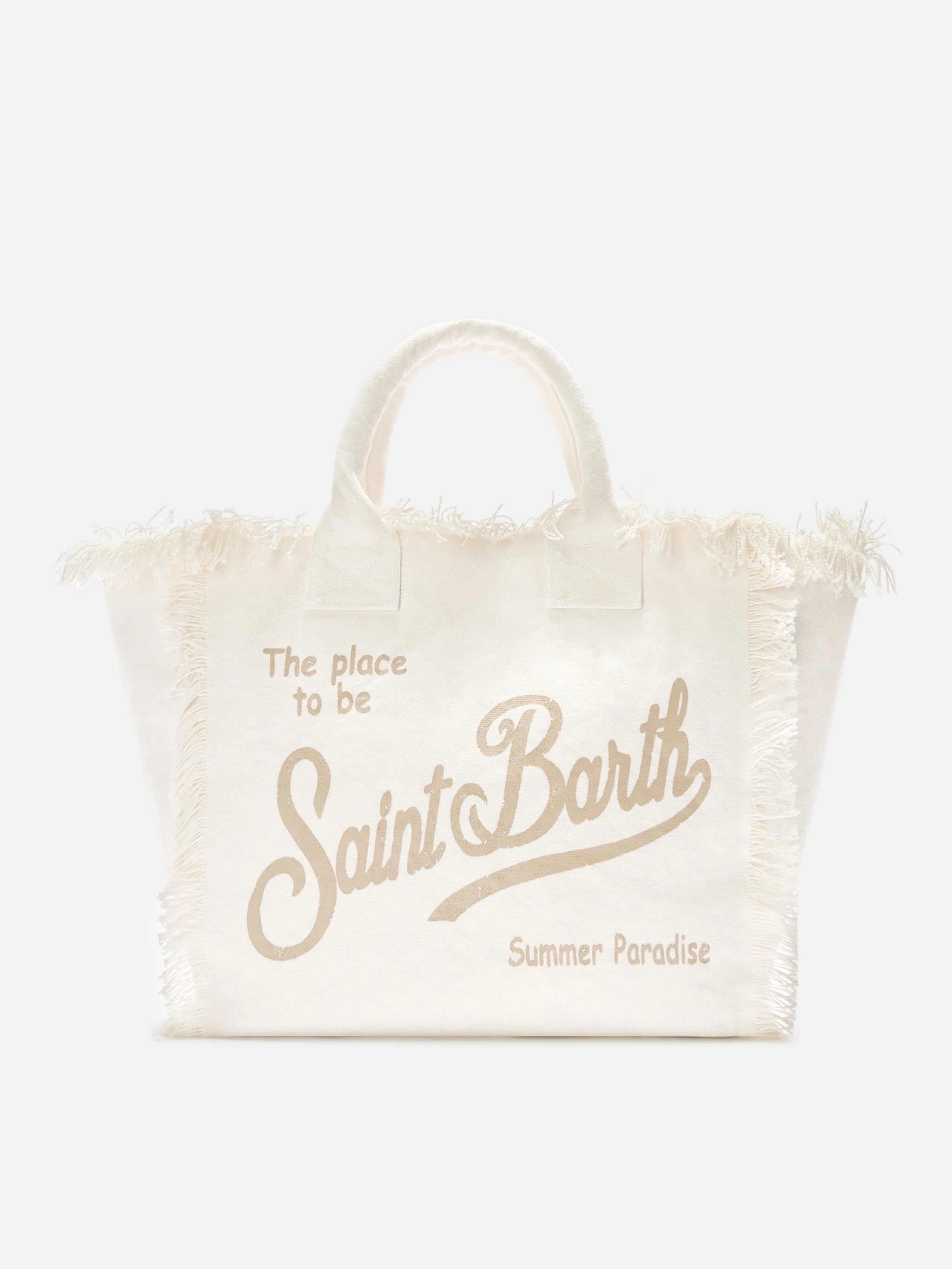 Borsa da mare in cotone bianca panna