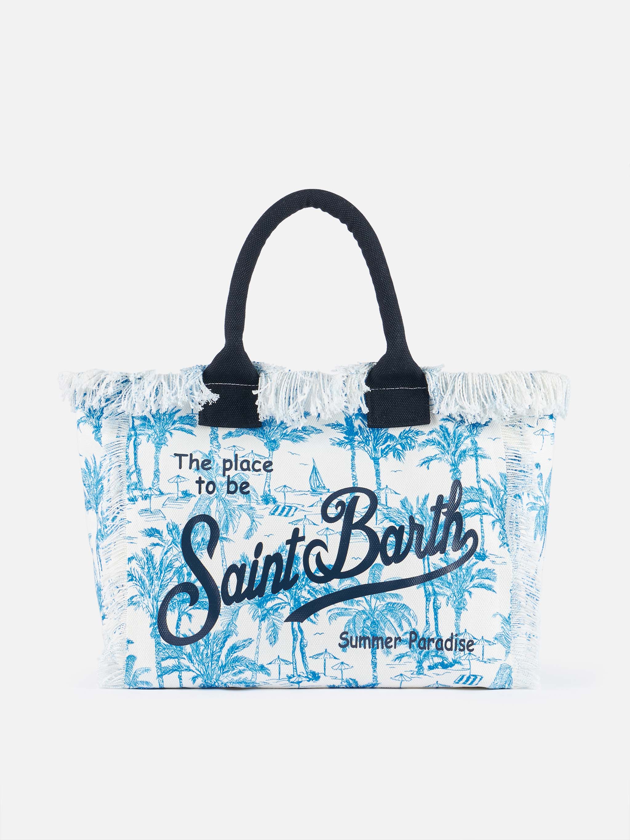 Borsa da mare in cotone bluette