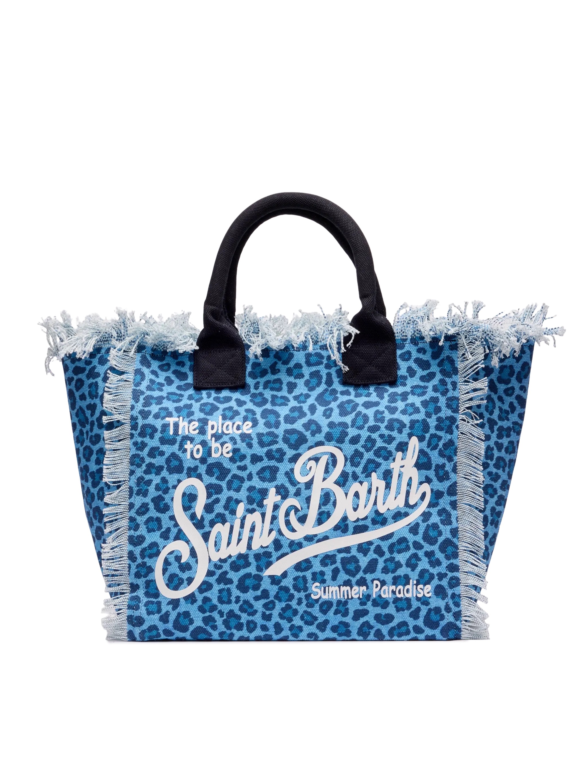 Borsa da mare in cotone leopard blu