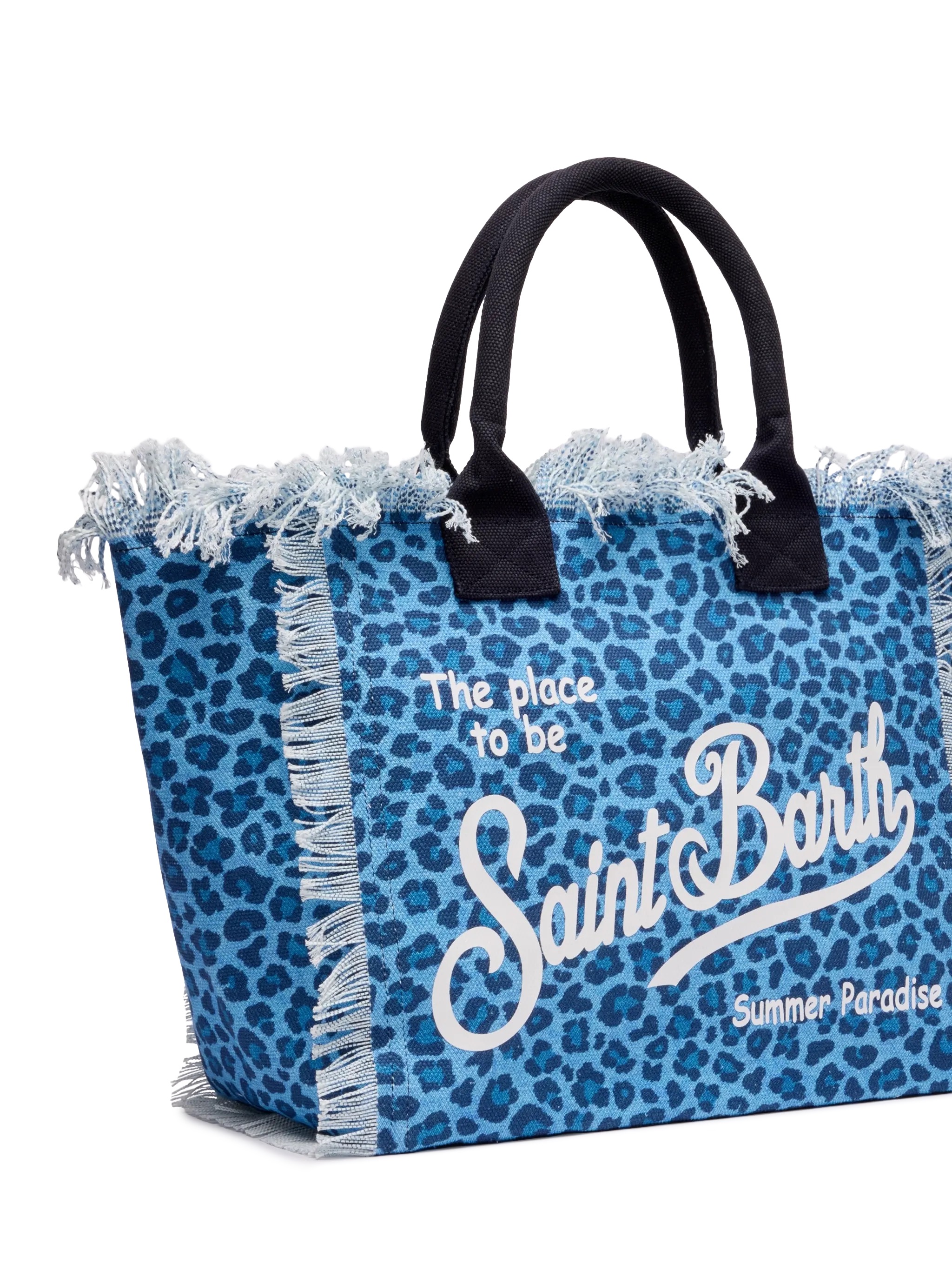 Borsa da mare in cotone leopard blu
