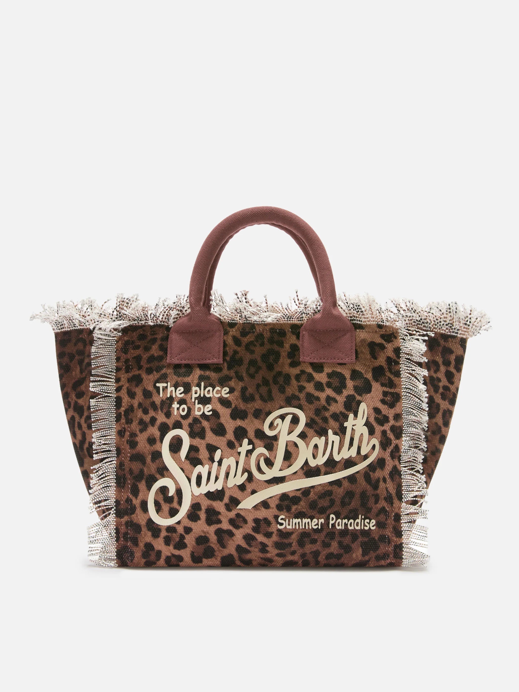 Borsa da mare in cotone leopardata