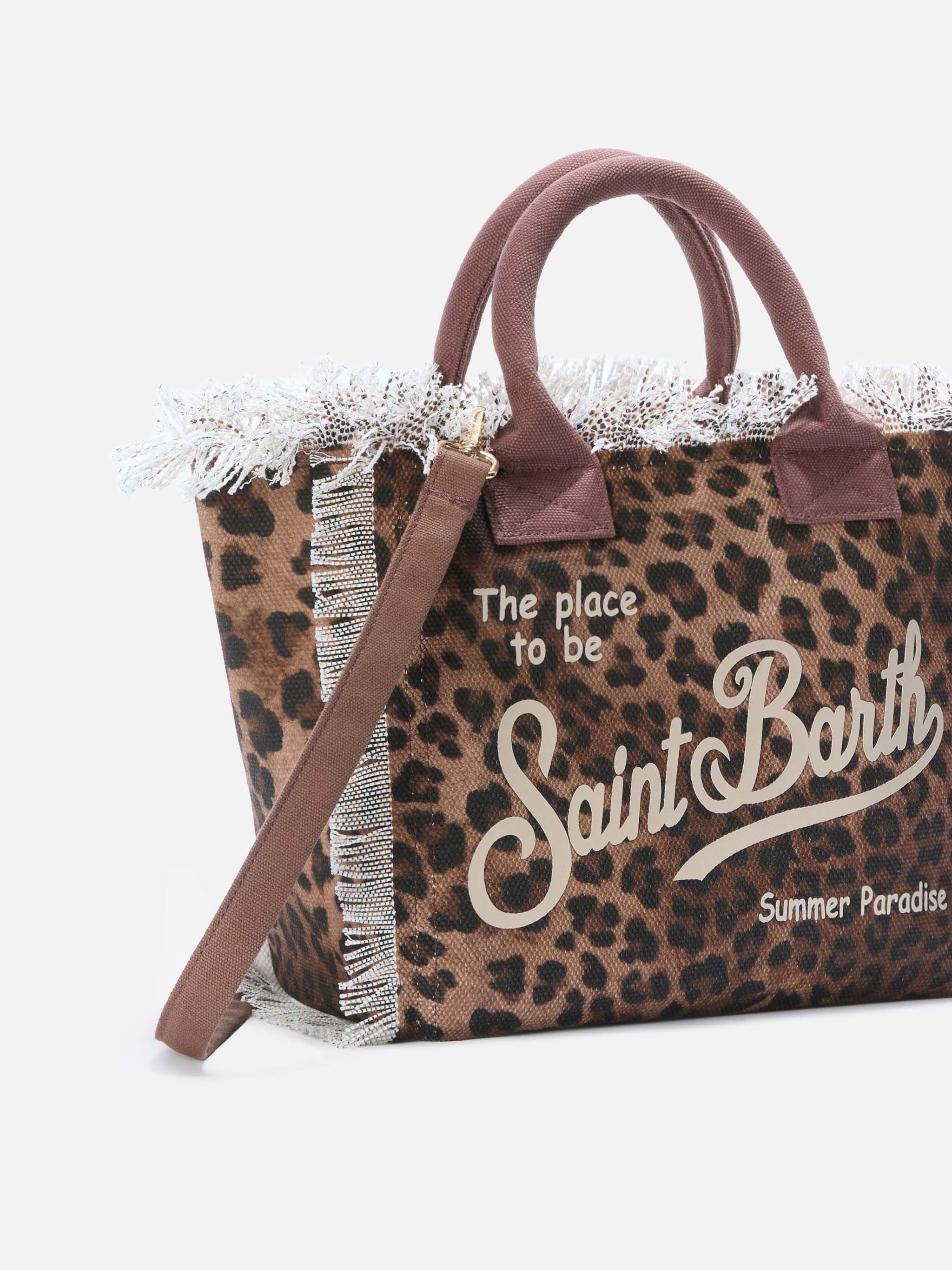 Borsa da mare in cotone leopardata