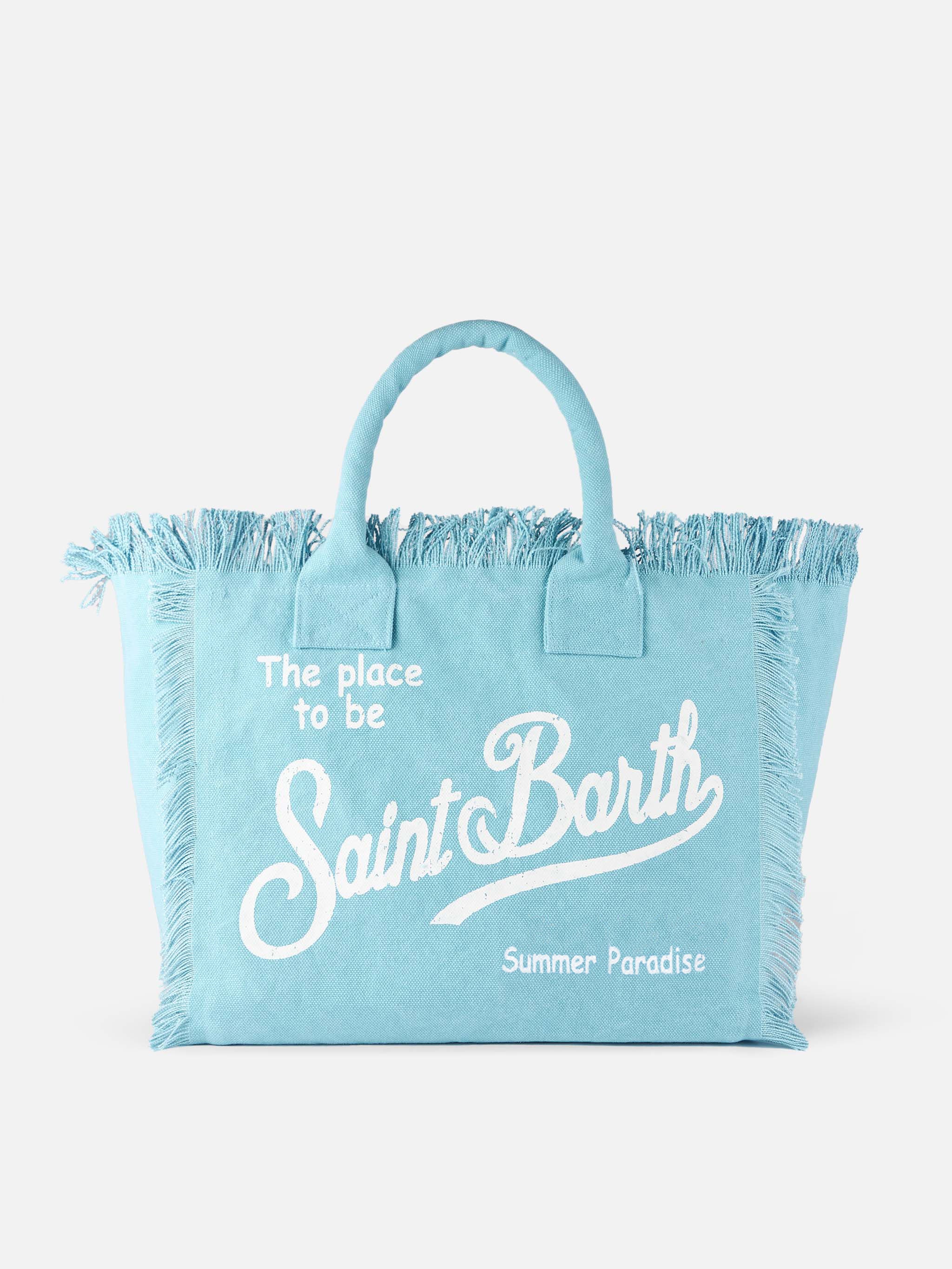 Borsa da mare in cotone azzurra