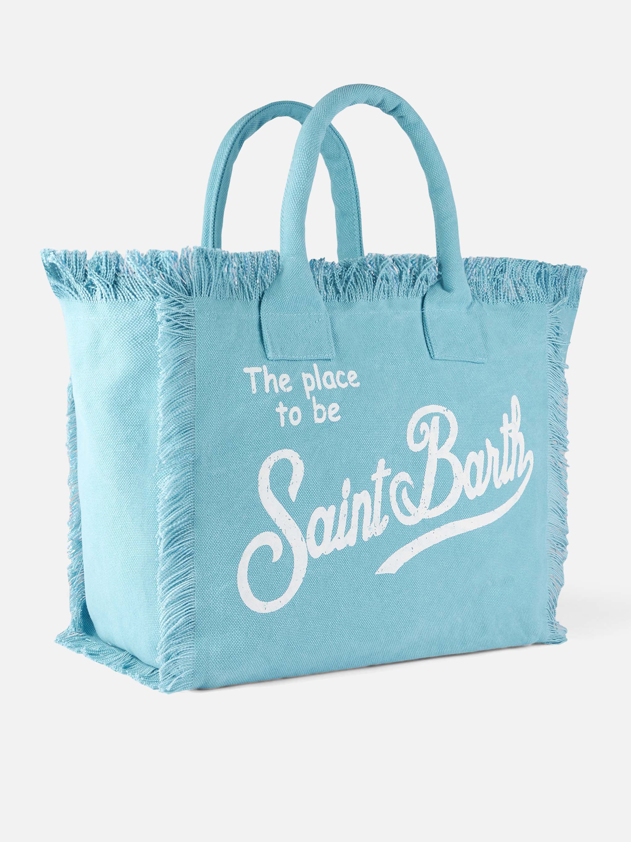 Borsa da mare in cotone azzurra