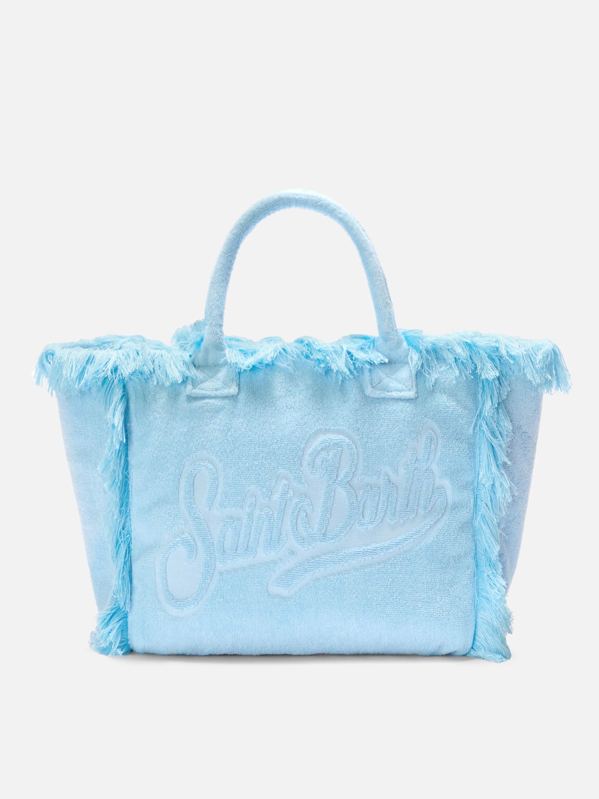 Borsa da mare in tessuto azzurra