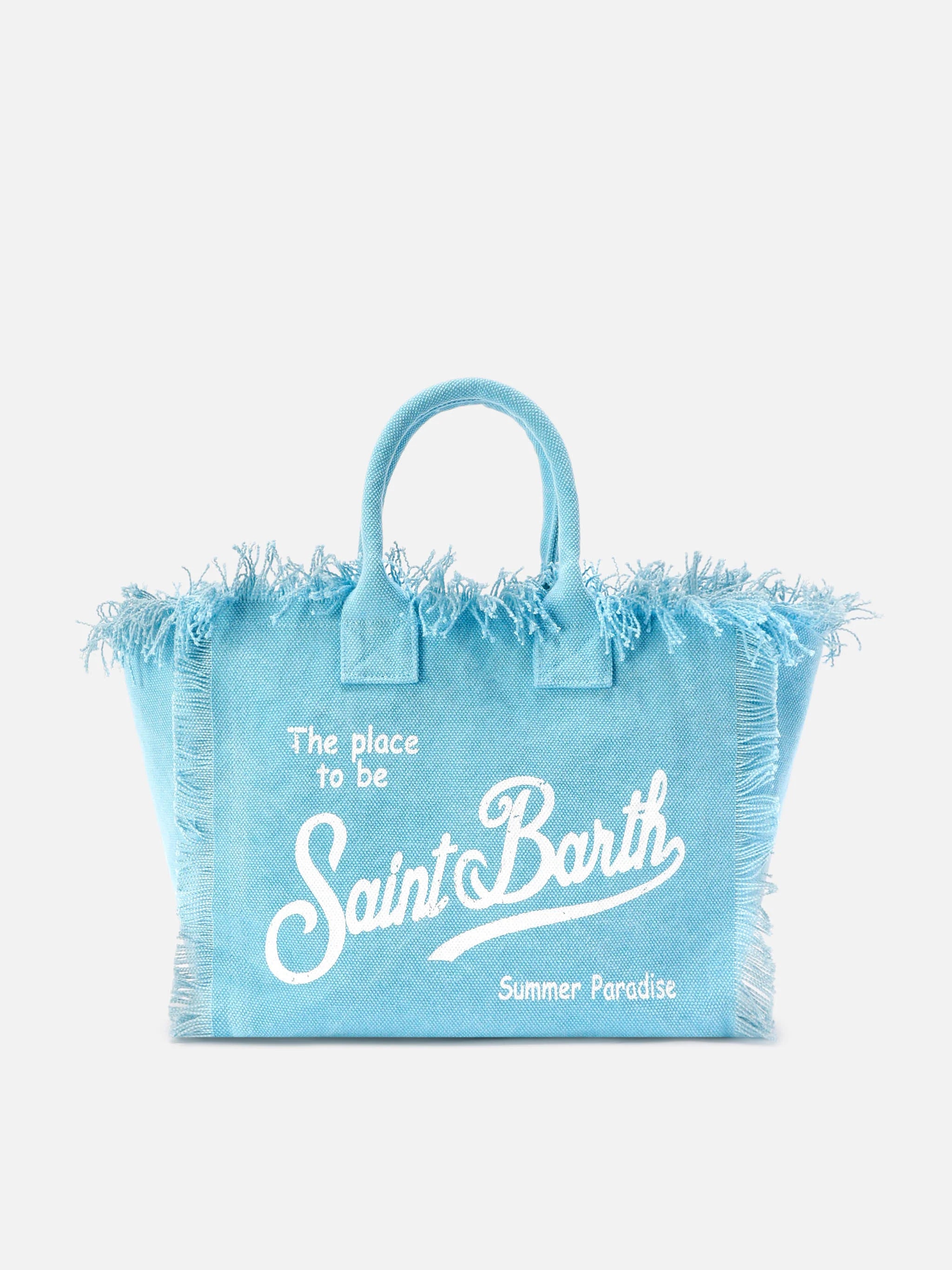 Borsa da mare medie in canvas azzurra