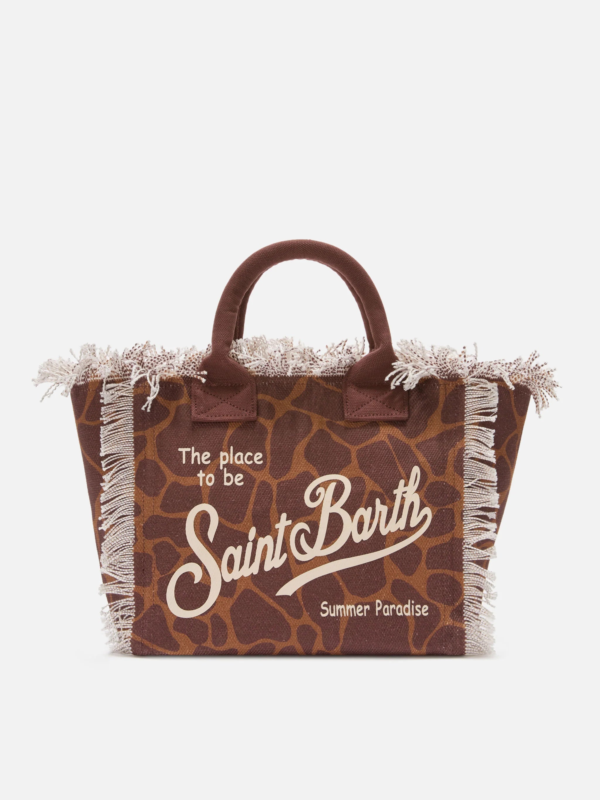 Borsa da mare medie in canvas leopardata