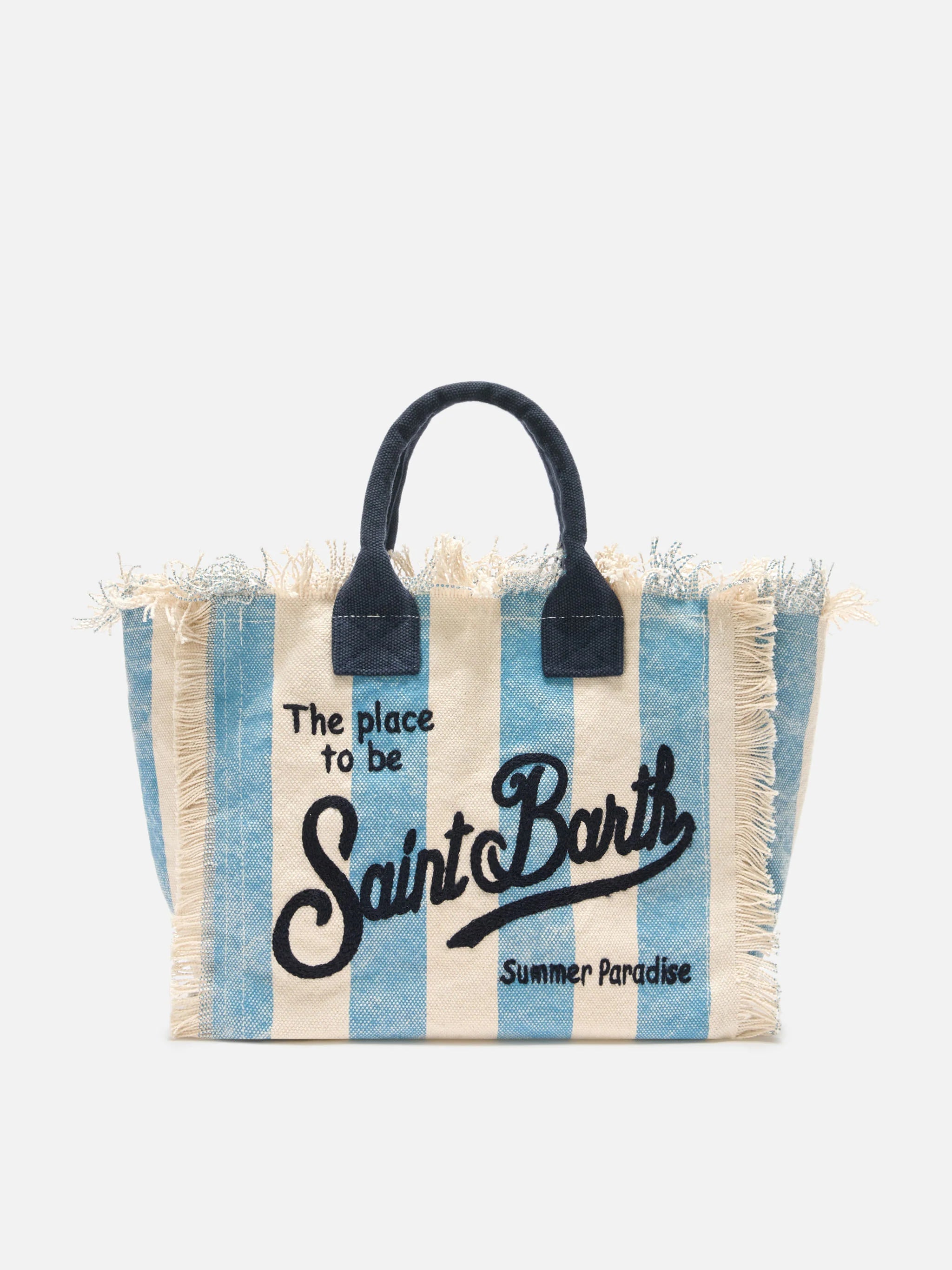Borsa da mare medie righe azzurre