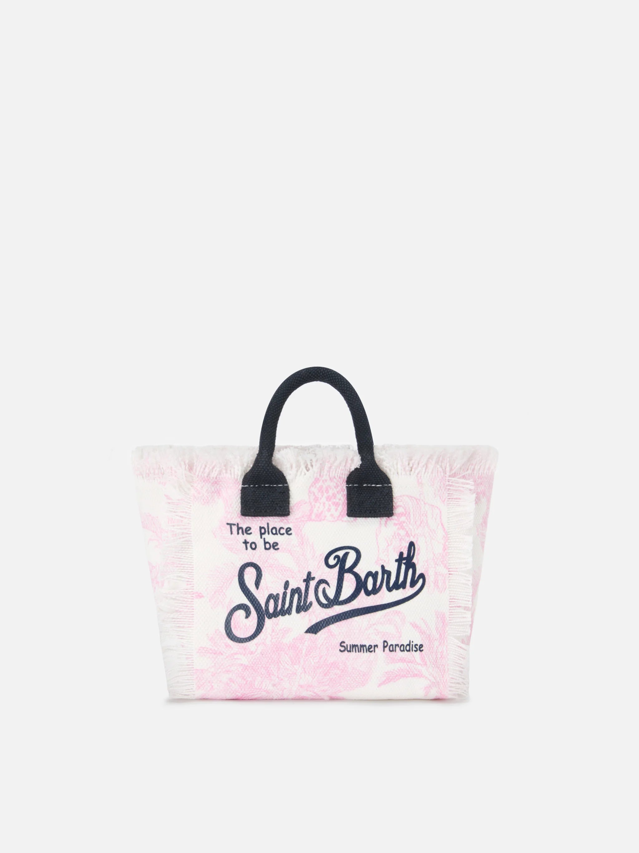 Borsa da mare mini in canvas jouy rosa