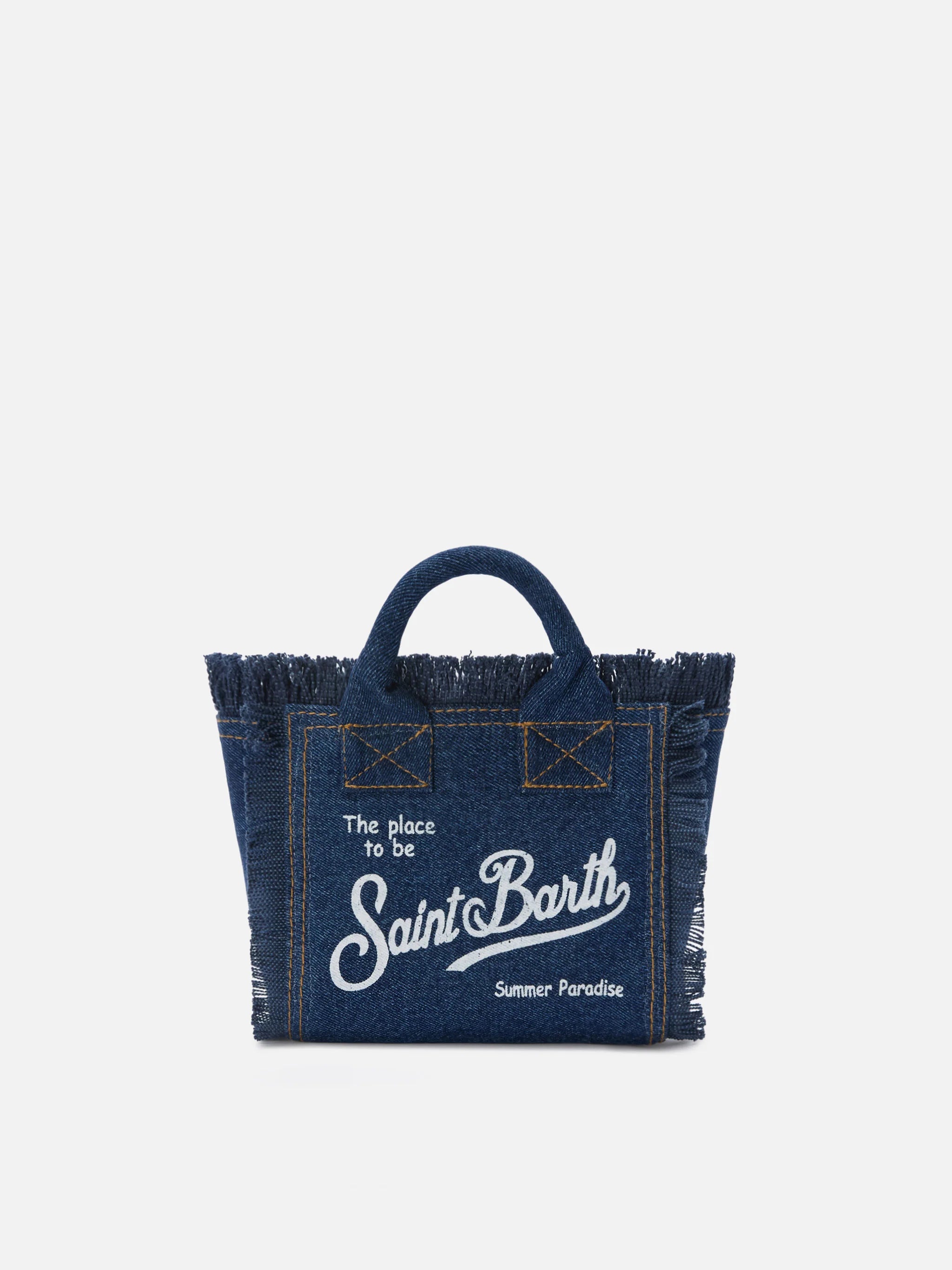 Borsa da mare mini in denim jeans scuro
