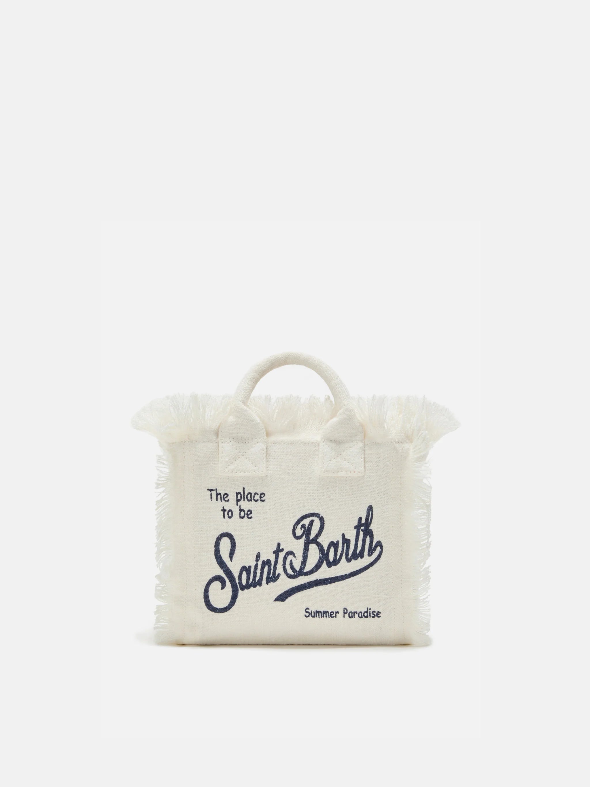 Borsa da mare mini in lino bianca