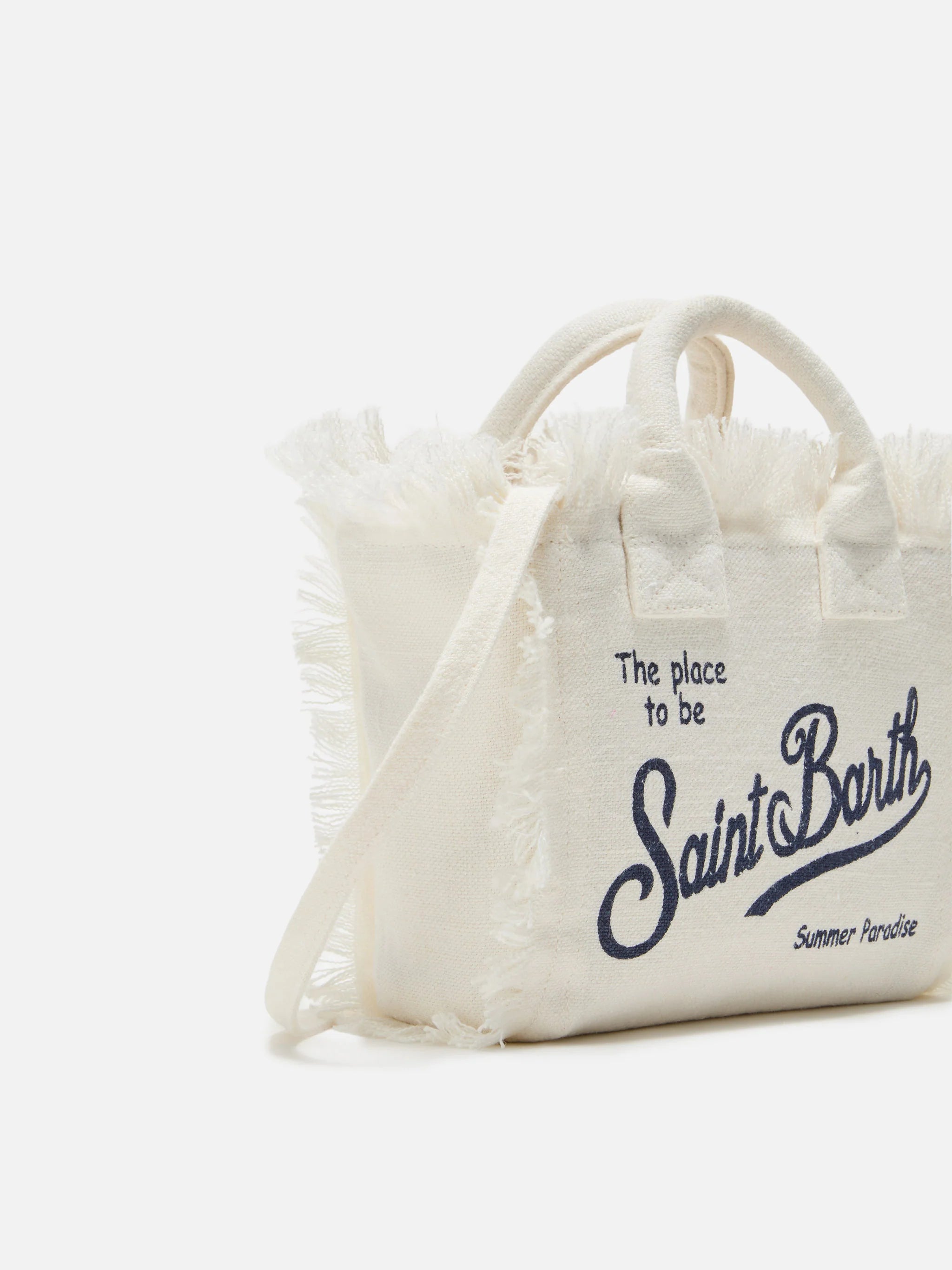Borsa da mare mini in lino bianca