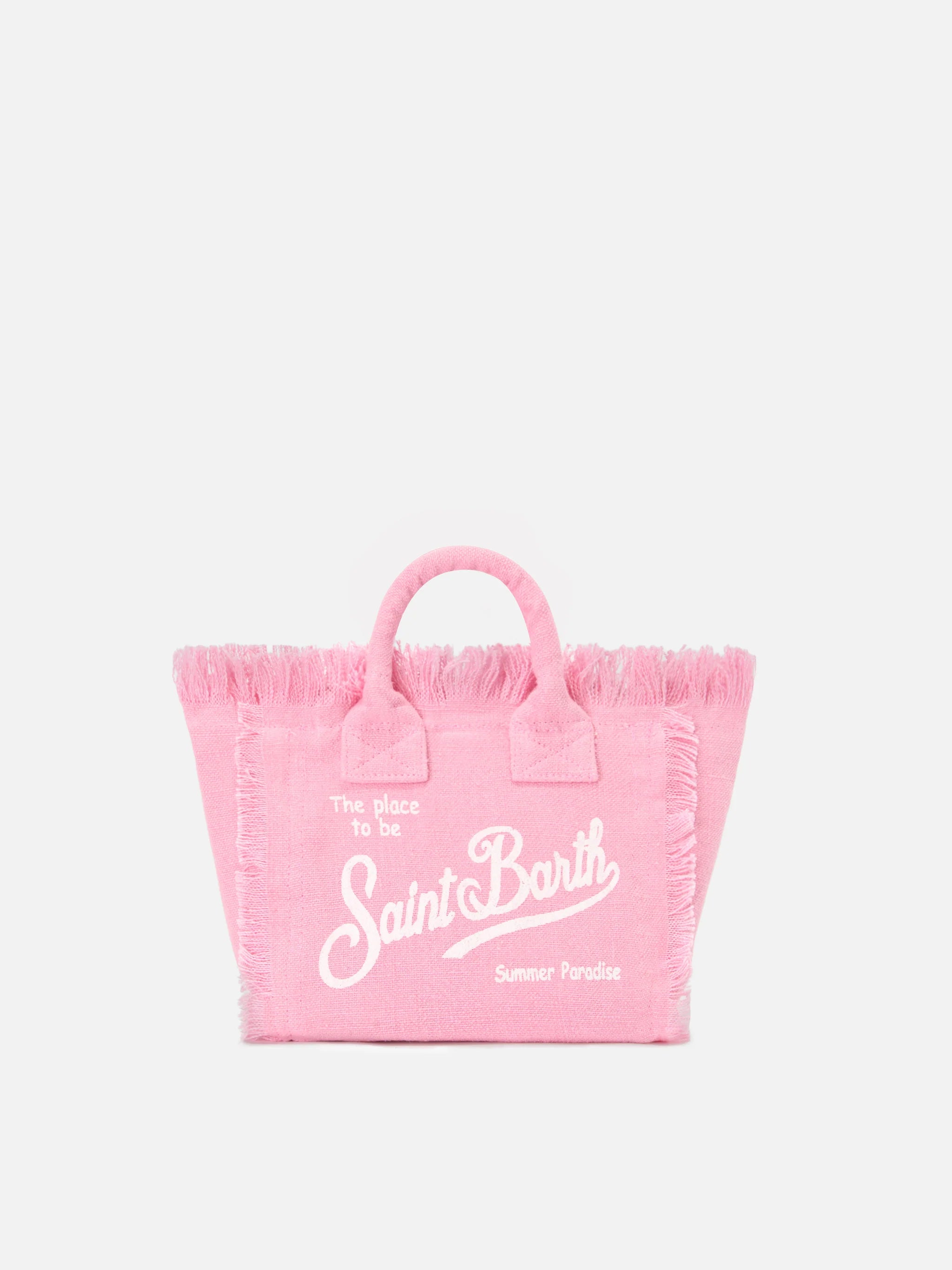 Borsa da mare mini in lino rosa