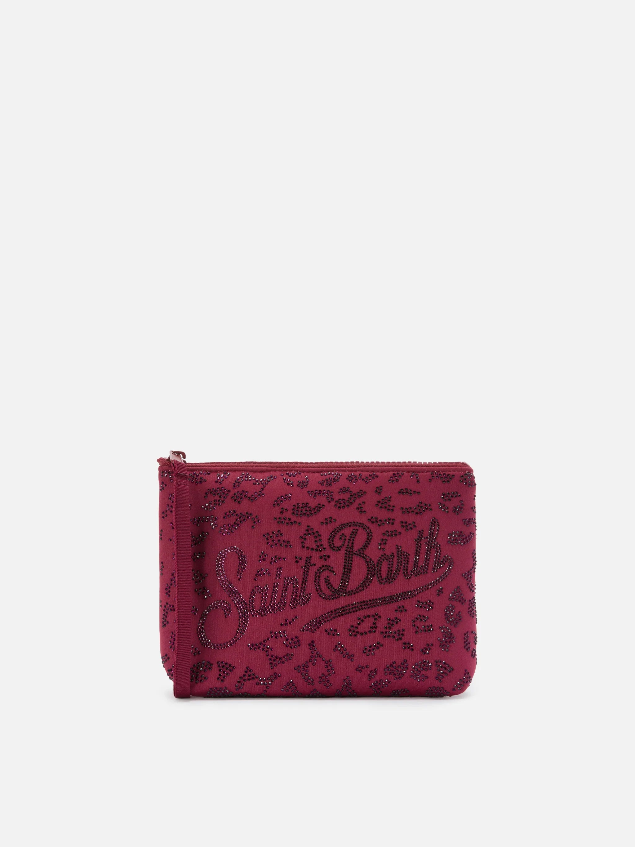 Pochette da mare stampa leopardata strass