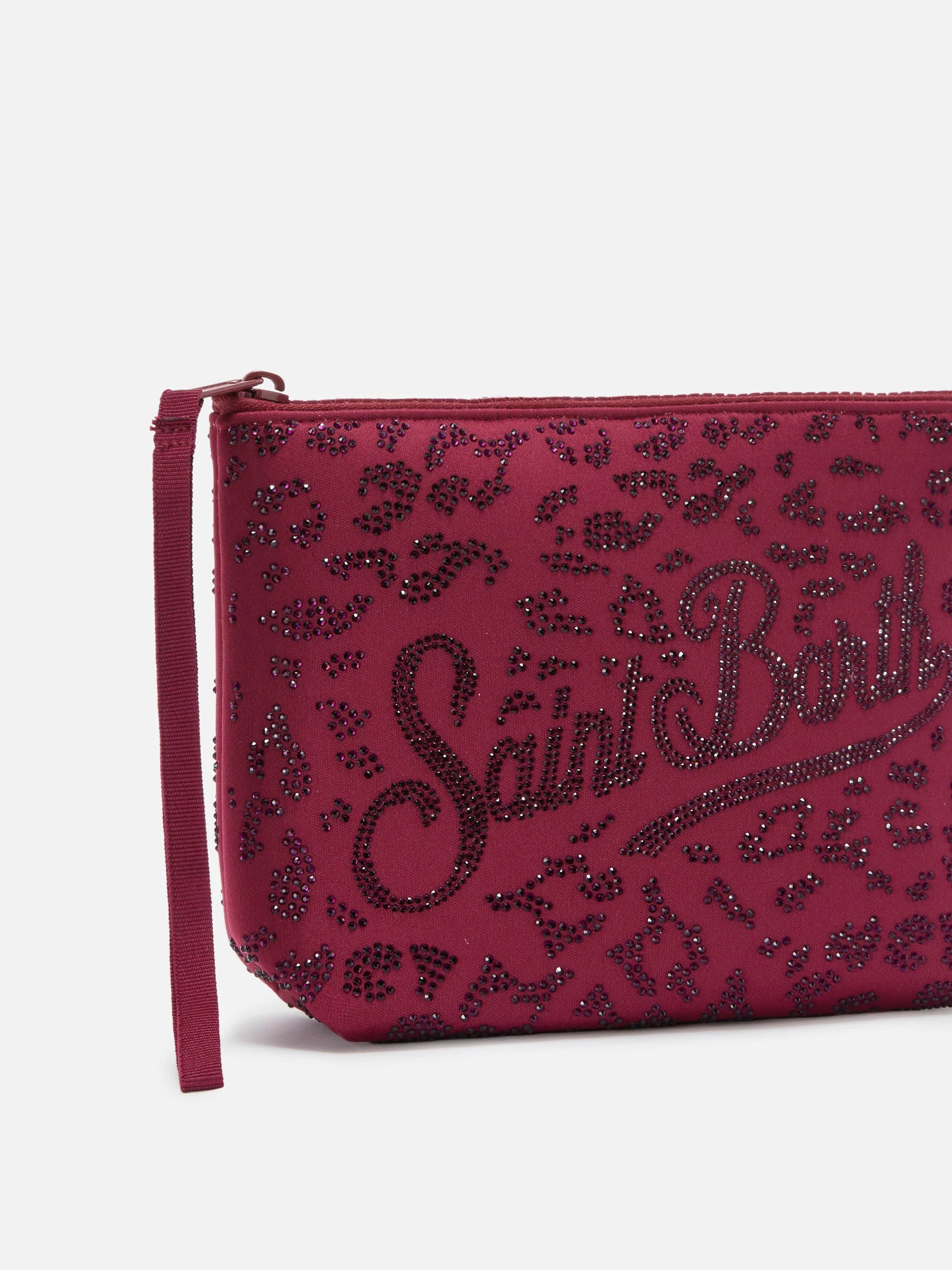 Pochette da mare stampa leopardata strass